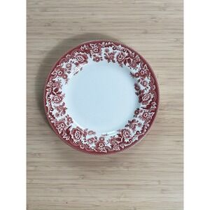 Set Of 7 Spode Delemere Cranberry Salad Plates 7 7/8" Red Floral Made in England